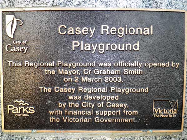 Regional Playground Plaque detail