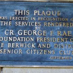 image of George Rae plaque at Berwick Senior Citizens Centre