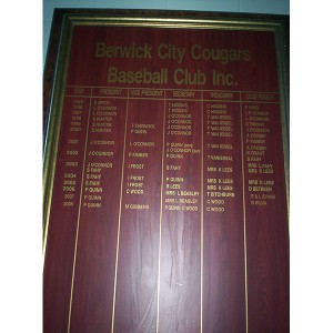image of Berwick Cougars Honour Board