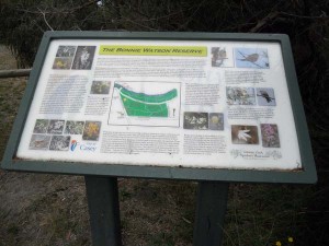 Bonnie Watson Reserve information board