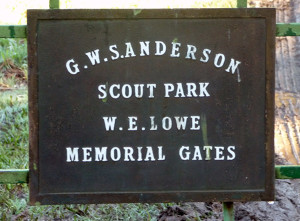WE Lowe Memorial Gate at GWS Anderson Park.