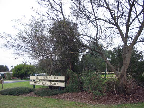 photo of Bill Thwaites Memorial Park sign