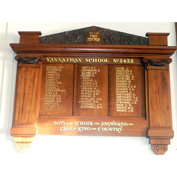 photo of Yannathan State School WW1 Honour Board