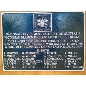 image of National Servicemen's Association sub-branch plaque
