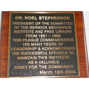 image of Noel Stephenson plaque