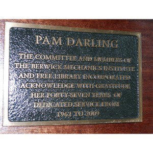 image of Pam Darling plaque