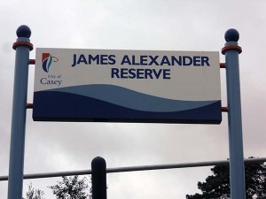 James Alexander Reserve signage