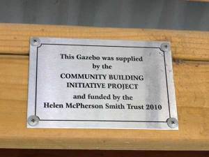 Cannons Creek Foreshore Reserve Gazebo plaque